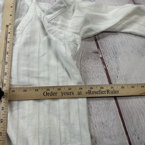 Paper Crane Shirt Womens Large White Cold Shoulder Long Sleeve Blouse Top Linen - Picture 7 of 9